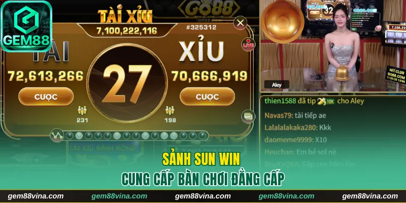 Sun Win cung cấp bàn chơi đẳng cấp